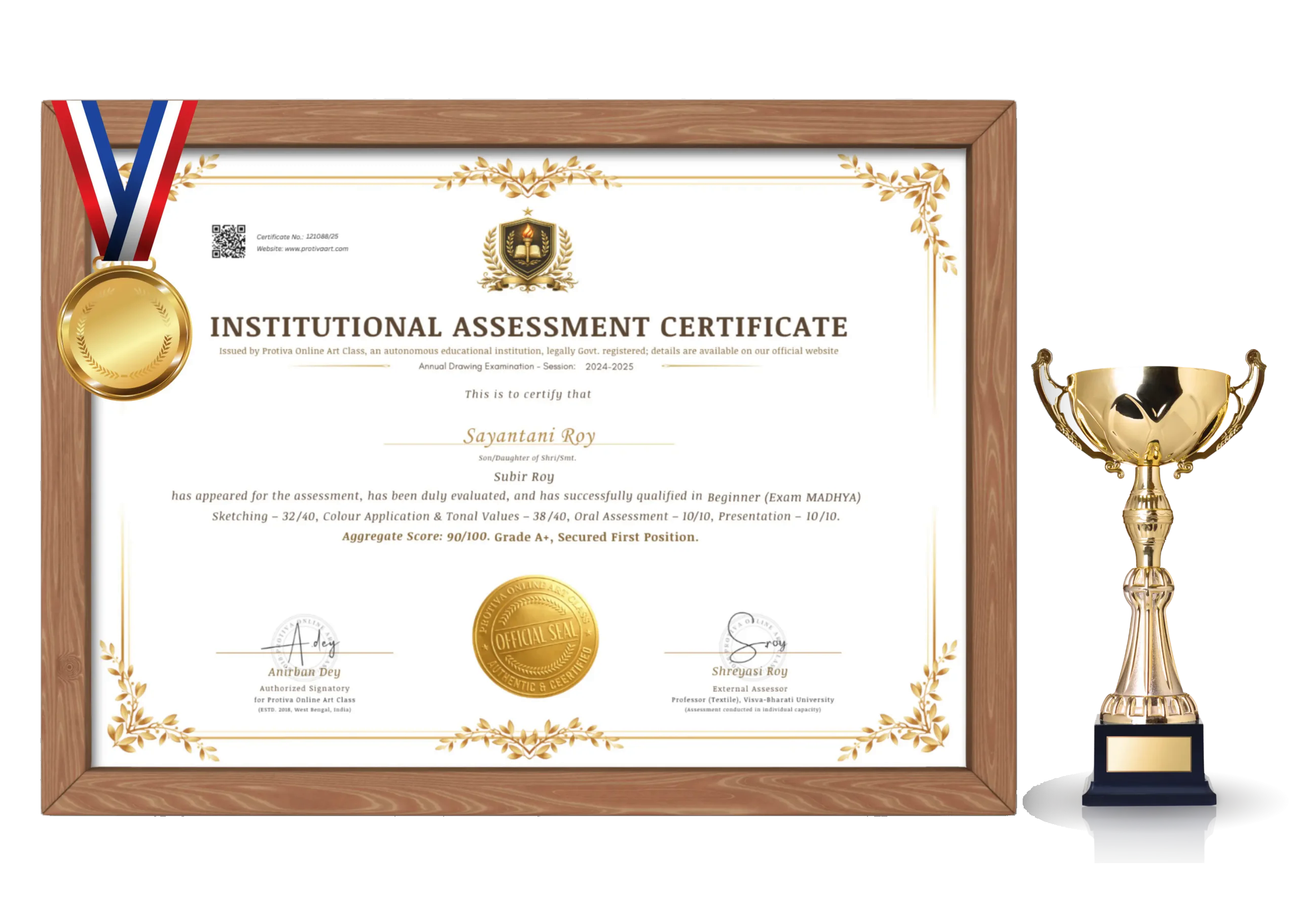 Protiva annual exam certificate and award