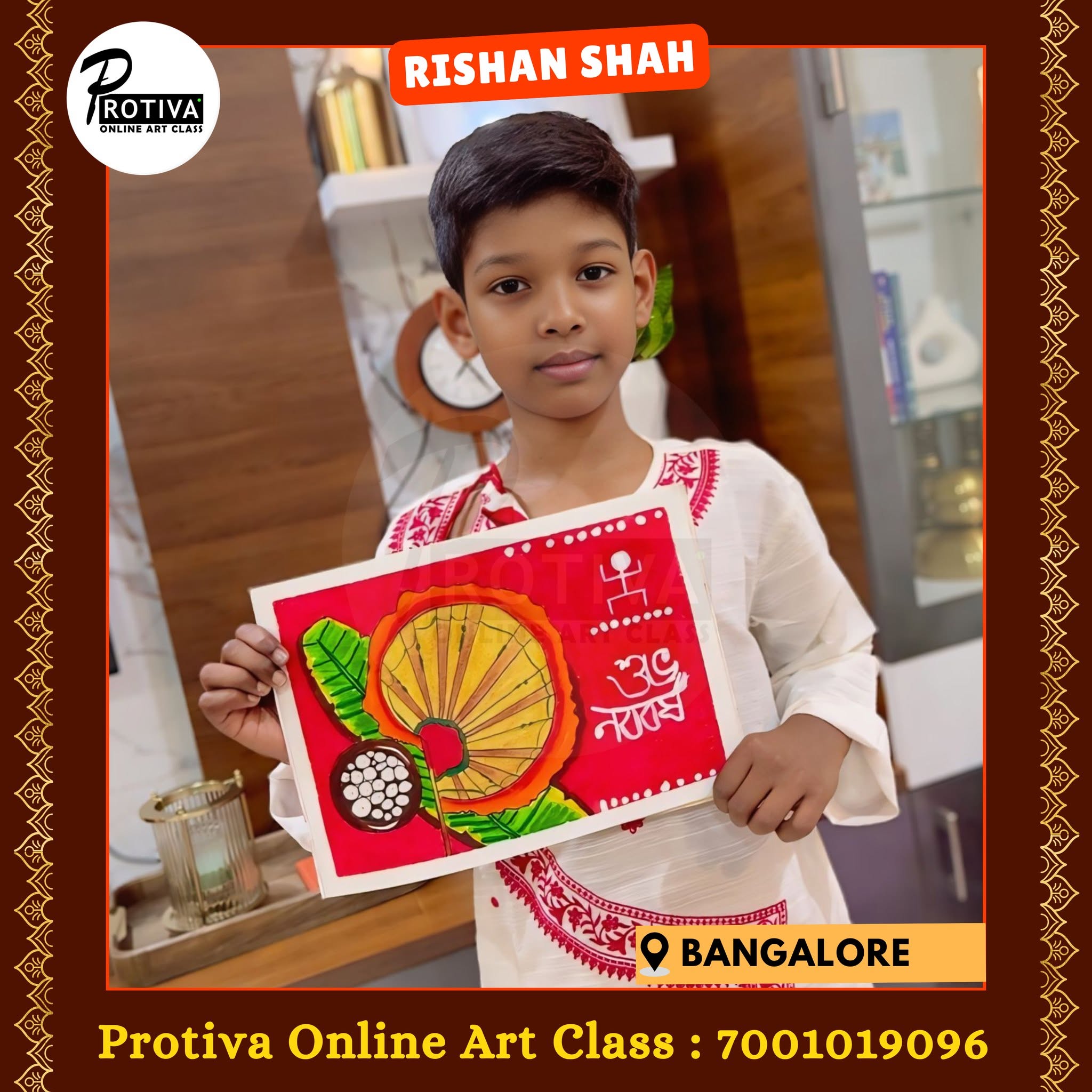 Bengali New Year Art by a Protiva Online Art Class student