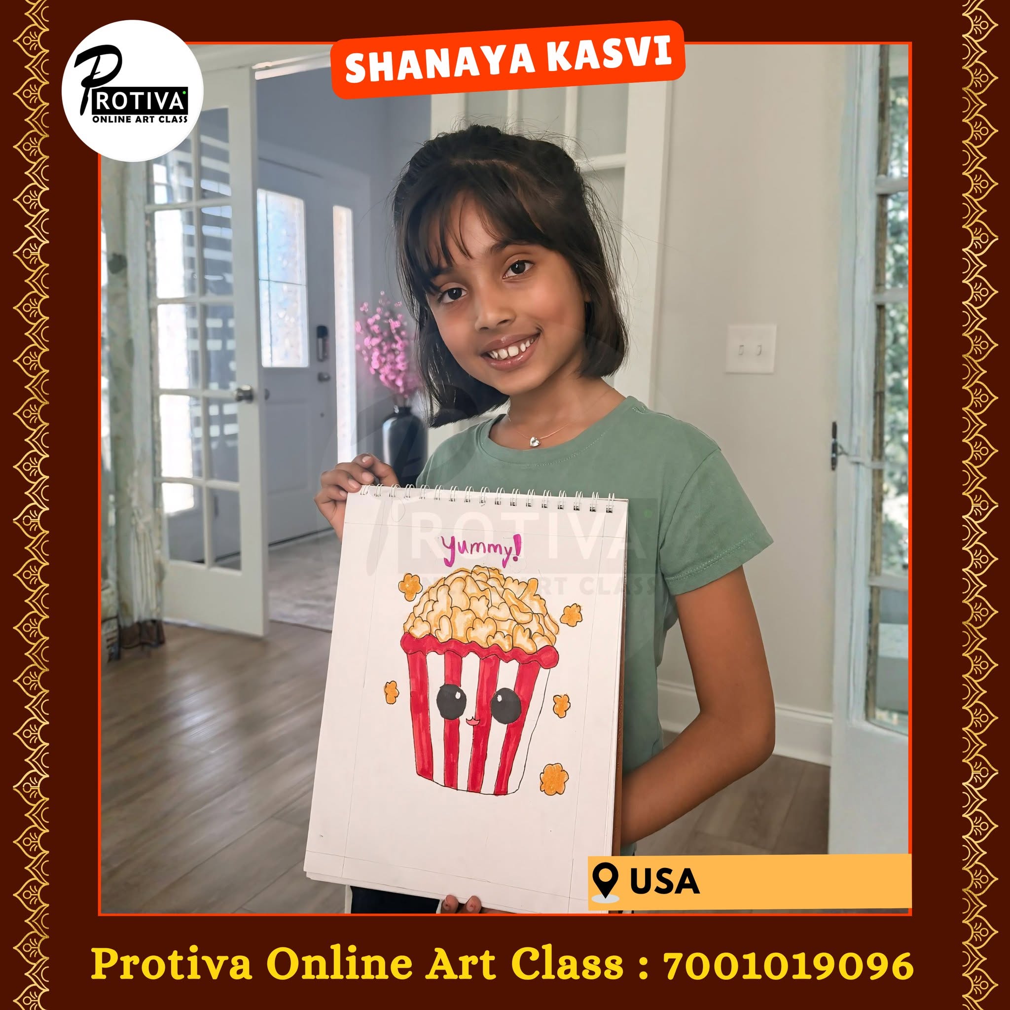 Popcorn Illustration by a Protiva Online Art Class student